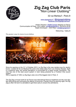 Zig Zag Club Paris "Non Linear Clubbing"