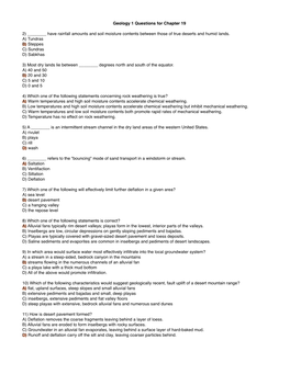 Geology 1 Questions for Chapter 19 2) ___Have Rainfall Amounts