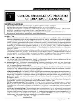 General Principles and Processes of Isolation of Elements