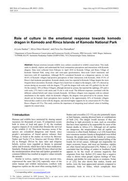 Role of Culture in the Emotional Response Towards Komodo Dragon in Komodo and Rinca Islands of Komodo National Park