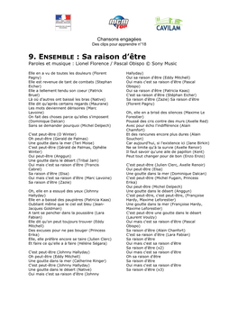 9. ENSEMBLE : Sa Raison D'être