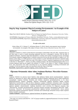 Step by Step Argument Map in Learning Environments: an Example of the Subject of Lenses1