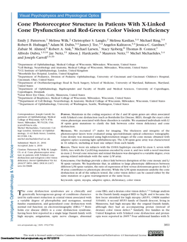 Cone Photoreceptor Structure in Patients with X-Linked Cone Dysfunction and Red-Green Color Vision Deficiency