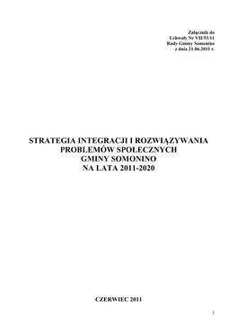 Strategia Integracji I Rozwiązywania Problemów Społecznych Gminy Somonino Na Lata 2011-2020