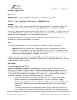 Fraser Valley Express (FVX) Proposed 2020-21 Expansion