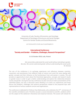International Conference “Society and Gender – Problems, Challenges, Research Perspectives”