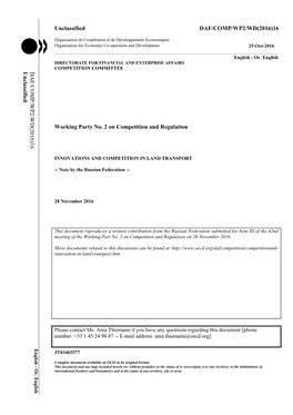 Unclassified DAF/COMP/WP2/WD(2016)16