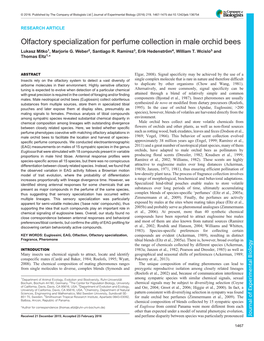 Olfactory Specialization for Perfume Collection in Male Orchid Bees Lukasz Mitko1, Marjorie G