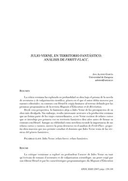 Julio Verne, En Territorio Fantástico. Análisis De Frritt-Flacc