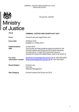 Criminal Justice and Courts Act 2015 Circular 2015/01