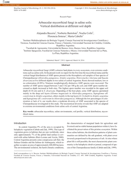 Arbuscular Mycorrhizal Fungi in Saline Soils: Vertical Distribution at Different Soil Depth