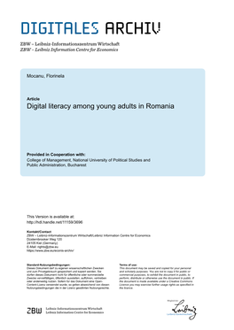 Digital Literacy Among Young Adults in Romania