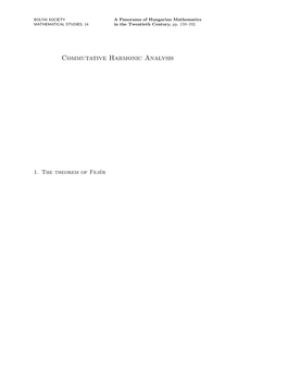 Commutative Harmonic Analysis