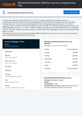 DROGHEDA/DUNDALK SERVICE Train Time Schedule & Line Route