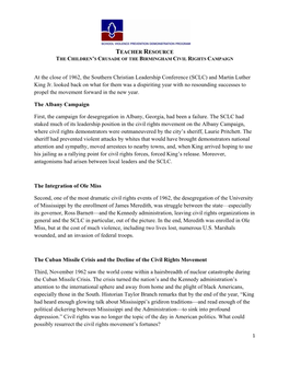 (SCLC) and Martin Luther King Jr. Looked Back on What for Them Was a Dispiriting Year with No Resounding Successes to Propel the Movement Forward in the New Year