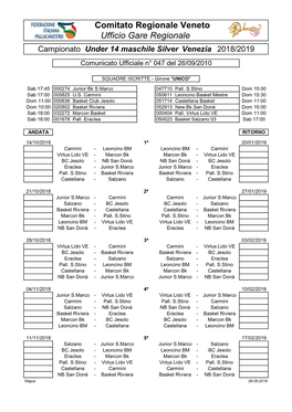 CU 47 U14ms VE Cal Prov Qualificazione