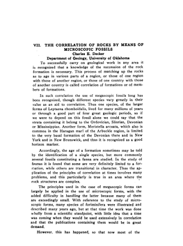 THE CORRELATION of ROCKS by MEANS of MICROSCOPIC FOSSILS Charles E