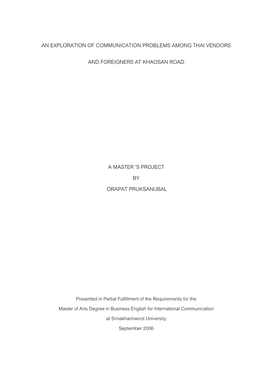 An Exploration of Communication Problems Among Thai Vendors