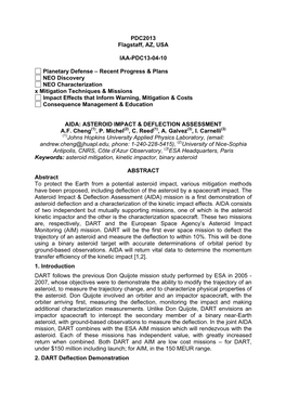 PDC2013 Flagstaff, AZ, USA IAA-PDC13-04-10 Planetary Defense – Recent Progress & Plans NEO Discovery NEO Characterization