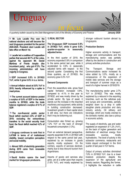 Uruguay in Focus a Quarterly Bulletin Issued by the Debt Management Unit of the Ministry of Economy and Finance January 2020