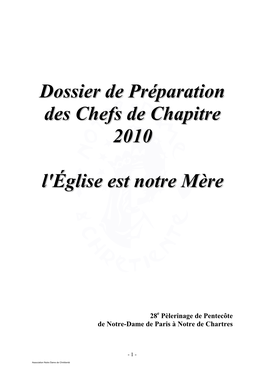 Dossier De Préparation Des Chefs De Chapitre 2010 L'église Est Notre Mère