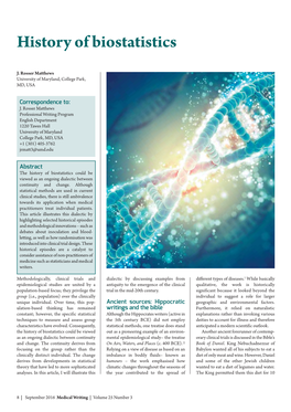 History of Biostatistics