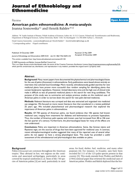 American Palm Ethnomedicine: a Meta-Analysis Joanna Sosnowska†1 and Henrik Balslev*†2