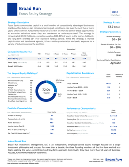 Broad Run Investment Management, LLC Is an Independent, Employee-Owned Equity Manager Focused on a Single Investment Philosophy and Process