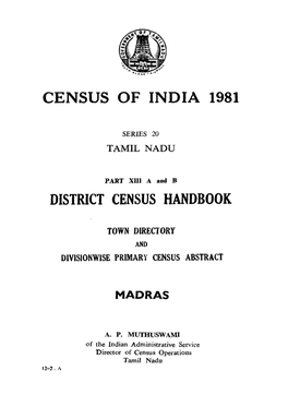 District Census Handbook, Madras, Part XIII a and B, Series-20