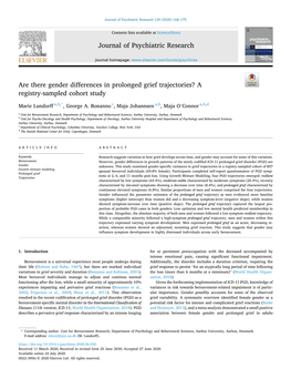 Are There Gender Differences in Prolonged Grief Trajectories? a Registry-Sampled Cohort Study