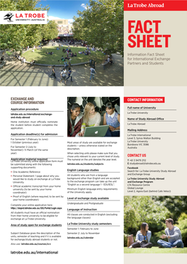 La Trobe Fact Sheet