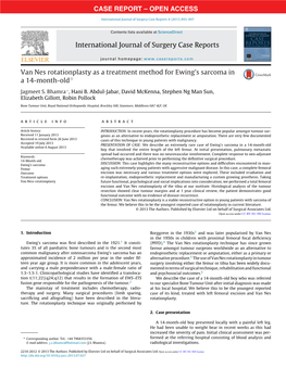 Van Nes Rotationplasty As a Treatment Method for Ewing's