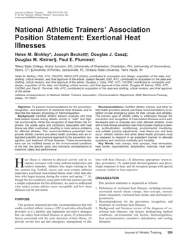 Exertional Heat Illnesses Helen M