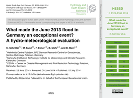 What Made the June 2013 Flood in Germany an Exceptional Event?