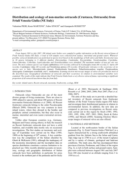 Distribution and Ecology of Non-Marine Ostracods (Crustacea, Ostracoda) from Friuli Venezia Giulia (NE Italy)