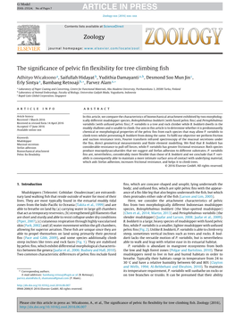 Pelvic Fin Flexibility in Tree Climbing Fish