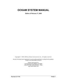 Ockam System Manual