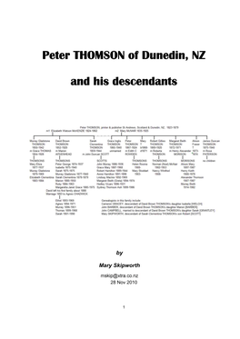 Peter THOMSON of Dunedin, NZ and His Descendants