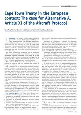 Cape Town Treaty in the European Context: the Case for Alternative A, Article XI of the Aircraft Protocol