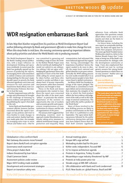 WDR Resignation Embarrasses Bank About Whose Voices Count in Such Reports and What Are the Limits to World Bank Openness