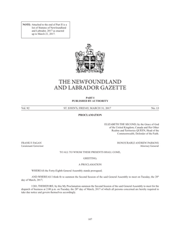 The Newfoundland and Labrador Gazette