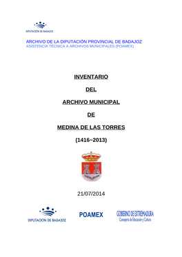 Inventario Del Archivo Municipal De Medina De Las Torres