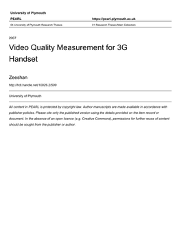 Video Quality Measurement for 3G Handset