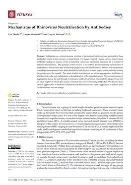 Mechanisms of Rhinovirus Neutralisation by Antibodies