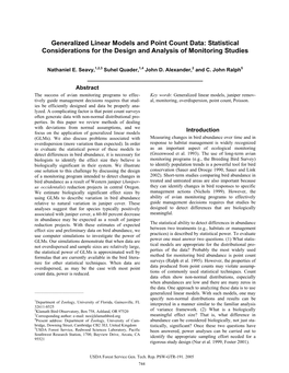 Generalized Linear Models and Point Count Data: Statistical Considerations for the Design and Analysis of Monitoring Studies