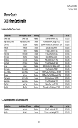 2016 Primary Candidate List.Xlsx