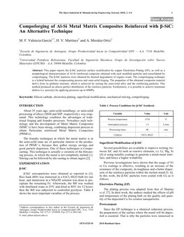 Compoforging of Al-Si Metal Matrix Composites Reinforced with -Sic: an Alternative Technique