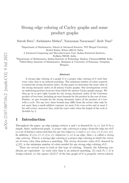 Arxiv:2107.00718V1 [Math.CO] 1 Jul 2021 Strong Edge Coloring Of