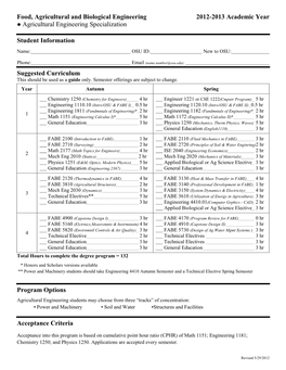 Agricultural Engineering Curriculum