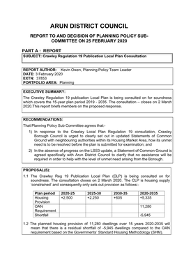 Crawley Regulation 19 Publication Local Plan Consultation